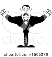 Clipart Of A Black And White Scared Buff Male Groom Royalty Free Vector Illustration