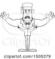 Clipart Of A Black And White Scared Buff Irish Man Royalty Free Vector Illustration