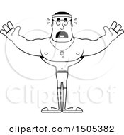 Clipart Of A Black And White Scared Buff Male Lifeguard Royalty Free Vector Illustration