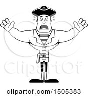 Clipart Of A Black And White Scared Buff Male Pirate Captain Royalty Free Vector Illustration