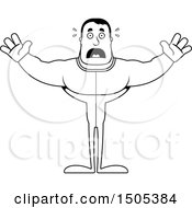 Poster, Art Print Of Black And White Scared Buff Male In Pjs