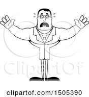 Clipart Of A Black And White Scared Buff Male Scientist Royalty Free Vector Illustration