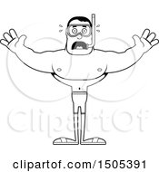 Clipart Of A Black And White Scared Buff Male In Snorkel Gear Royalty Free Vector Illustration