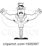 Clipart Of A Black And White Scared Buff Male Teacher Royalty Free Vector Illustration