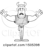 Clipart Of A Black And White Scared Buff Male Viking Royalty Free Vector Illustration