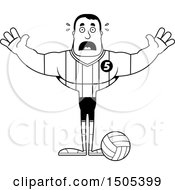Clipart Of A Black And White Scared Buff Male Volleyball Player Royalty Free Vector Illustration