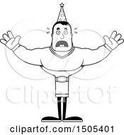 Clipart Of A Black And White Scared Buff Male Wizard Royalty Free Vector Illustration
