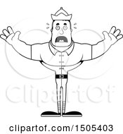 Clipart Of A Black And White Scared Buff Male Christmas Elf Royalty Free Vector Illustration