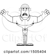 Clipart Of A Black And White Scared Buff Male Zookeeper Royalty Free Vector Illustration