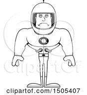 Clipart Of A Black And White Sad Buff Male Astronaut Royalty Free Vector Illustration