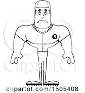 Clipart Of A Black And White Sad Buff Male Baseball Player Royalty Free Vector Illustration