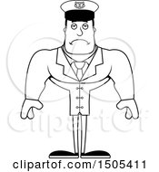 Clipart Of A Black And White Sad Buff Male Sea Captain Royalty Free Vector Illustration