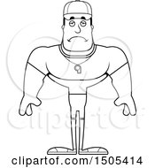 Clipart Of A Black And White Sad Buff Male Coach Royalty Free Vector Illustration