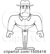 Clipart Of A Black And White Sad Buff Male Cowboy Royalty Free Vector Illustration