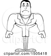 Clipart Of A Black And White Sad Buff Male Doctor Royalty Free Vector Illustration