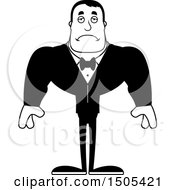 Clipart Of A Black And White Sad Buff Male Groom Royalty Free Vector Illustration
