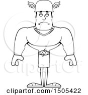 Clipart Of A Black And White Sad Buff Male Hermes Royalty Free Vector Illustration