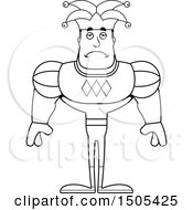 Clipart Of A Black And White Sad Buff Male Jester Royalty Free Vector Illustration
