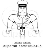 Clipart Of A Black And White Sad Buff Male Postal Worker Royalty Free Vector Illustration