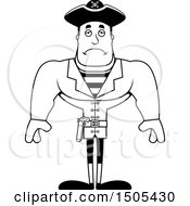 Clipart Of A Black And White Sad Buff Male Pirate Captain Royalty Free Vector Illustration
