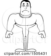 Clipart Of A Black And White Sad Buff Male In Pjs Royalty Free Vector Illustration