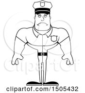Clipart Of A Black And White Sad Buff Male Police Officer Royalty Free Vector Illustration