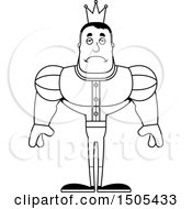 Clipart Of A Black And White Sad Buff Male Prince Royalty Free Vector Illustration
