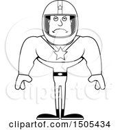 Clipart Of A Black And White Sad Buff Male Race Car Driver Royalty Free Vector Illustration