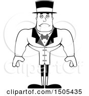 Clipart Of A Black And White Sad Buff Male Circus Ringmaster Royalty Free Vector Illustration