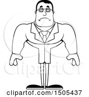 Clipart Of A Black And White Sad Buff Male Scientist Royalty Free Vector Illustration