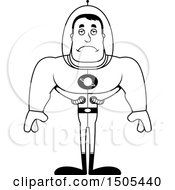 Clipart Of A Black And White Sad Buff Male Space Guy Royalty Free Vector Illustration