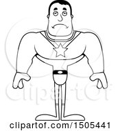 Clipart Of A Black And White Sad Buff Male Super Hero Royalty Free Vector Illustration