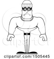 Clipart Of A Black And White Sad Buff Male Robber Royalty Free Vector Illustration