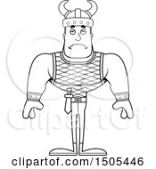 Clipart Of A Black And White Sad Buff Male Viking Royalty Free Vector Illustration
