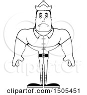 Clipart Of A Black And White Sad Buff Male Christmas Elf Royalty Free Vector Illustration