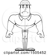 Clipart Of A Black And White Sad Buff Male Zookeeper Royalty Free Vector Illustration