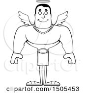 Clipart Of A Black And White Happy Buff Male Angel Royalty Free Vector Illustration