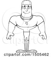 Clipart Of A Black And White Happy Buff Male Coach Royalty Free Vector Illustration