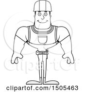 Poster, Art Print Of Black And White Happy Buff Male Construction Worker