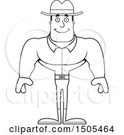 Clipart Of A Black And White Happy Buff Male Cowboy Royalty Free Vector Illustration