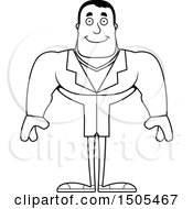 Clipart Of A Black And White Happy Buff Male Doctor Royalty Free Vector Illustration