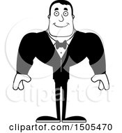 Clipart Of A Black And White Happy Buff Male Groom Royalty Free Vector Illustration