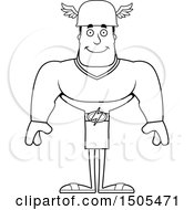 Clipart Of A Black And White Happy Buff Male Hermes Royalty Free Vector Illustration