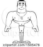 Clipart Of A Black And White Happy Buff Male Lifeguard Royalty Free Vector Illustration