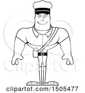 Clipart Of A Black And White Happy Buff Male Postal Worker Royalty Free Vector Illustration