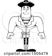 Poster, Art Print Of Black And White Happy Buff Male Pirate Captain