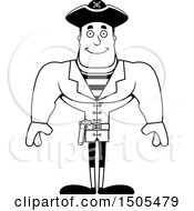 Clipart Of A Black And White Happy Buff Male Pirate Captain Royalty Free Vector Illustration
