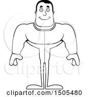 Clipart Of A Black And White Happy Buff Male In Pjs Royalty Free Vector Illustration