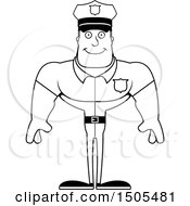 Clipart Of A Black And White Happy Buff Male Police Officer Royalty Free Vector Illustration