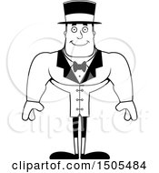 Clipart Of A Black And White Happy Buff Male Circus Ringmaster Royalty Free Vector Illustration